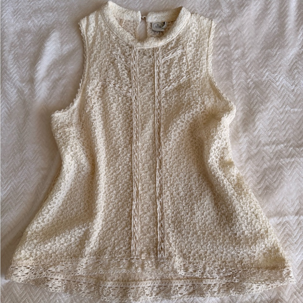 Elegant Cream Lace Sleeveless Top